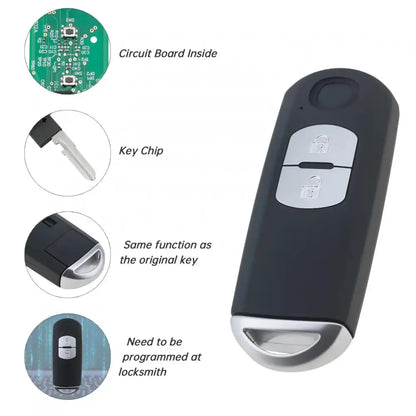 2/3-Button Smart Remote Key Fob 433MHz ID49 for Mazda Axela & Atenza