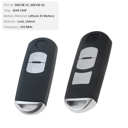 2/3-Button Smart Remote Key Fob 433MHz ID49 for Mazda Axela & Atenza