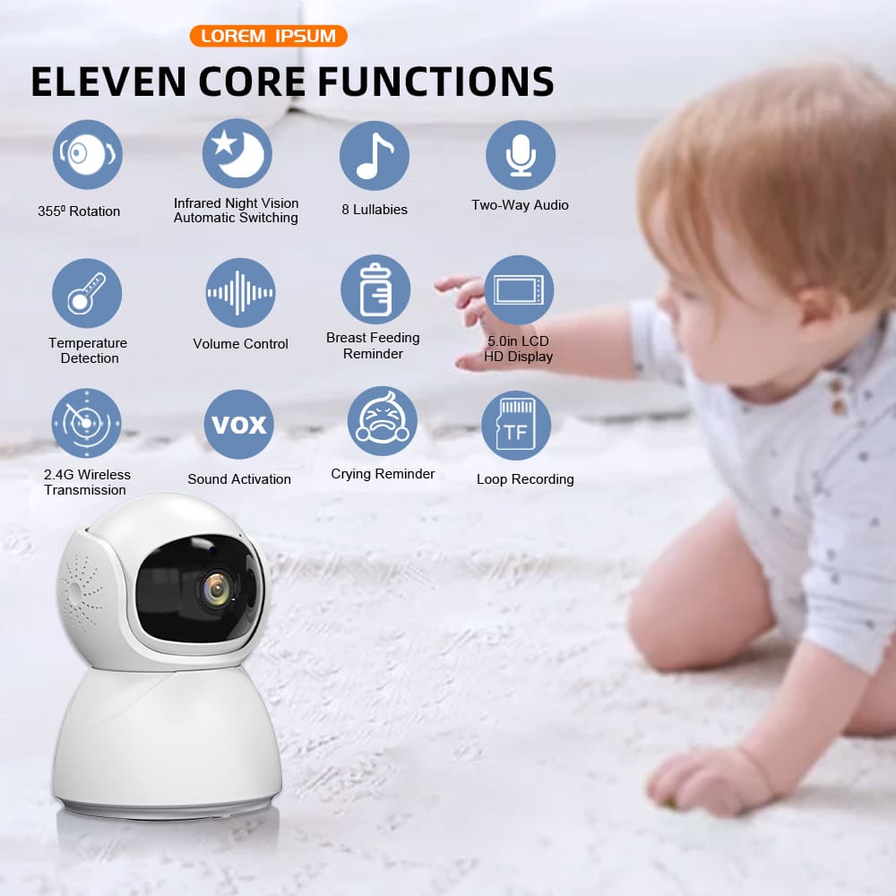5”LCD HD Pan & Tilt Infrared Night Vision Baby Monitor - image 2
