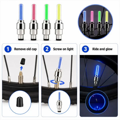 2-8PCS Waterproof LED Bicycle Spoke & Valve Cap Lights
