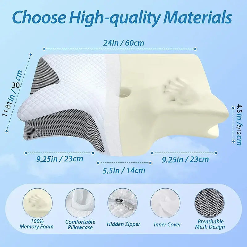2-in-1 Memory Foam Cervical Neck Pillow (different colours available)