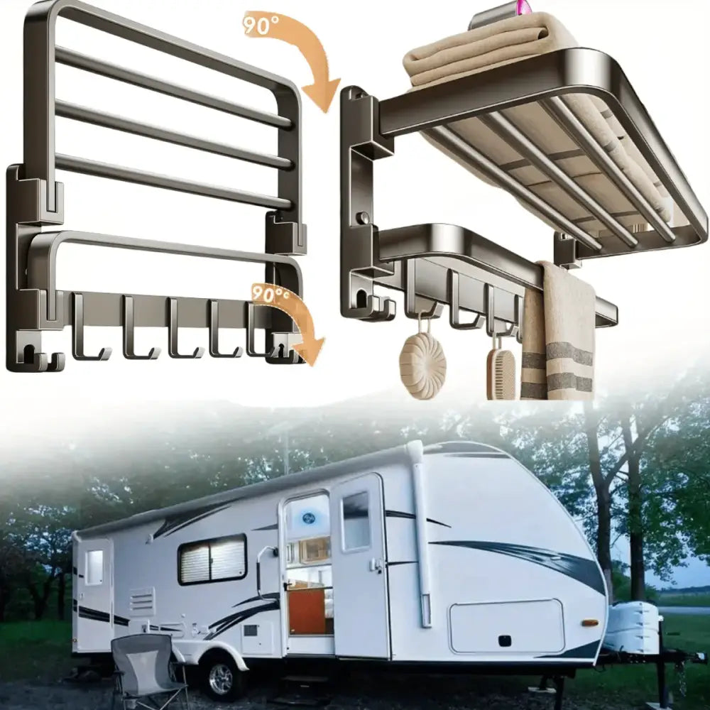 2-Layer Foldable RV Wall-Mount Towel Rack (different sizes available)
