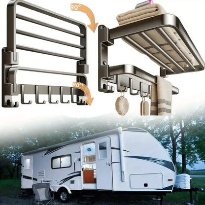 2-Layer Foldable RV Wall-Mount Towel Rack (different sizes available)