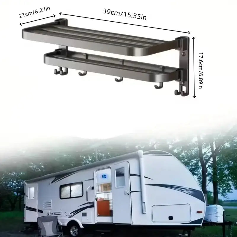 2-Layer Foldable RV Wall-Mount Towel Rack (different sizes available)