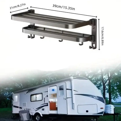 2-Layer Foldable RV Wall-Mount Towel Rack (different sizes available)