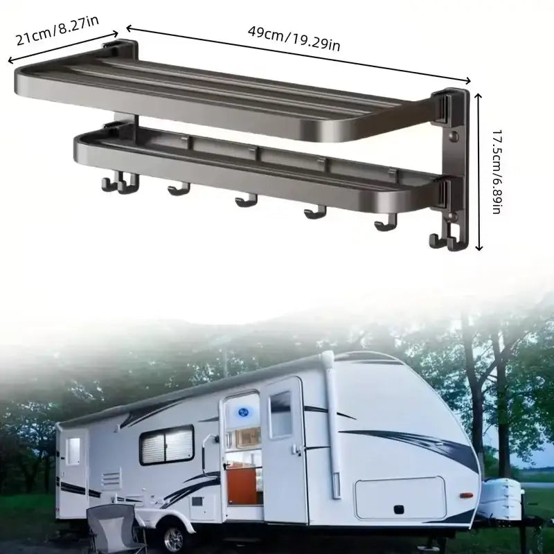 2-Layer Foldable RV Wall-Mount Towel Rack (different sizes available)