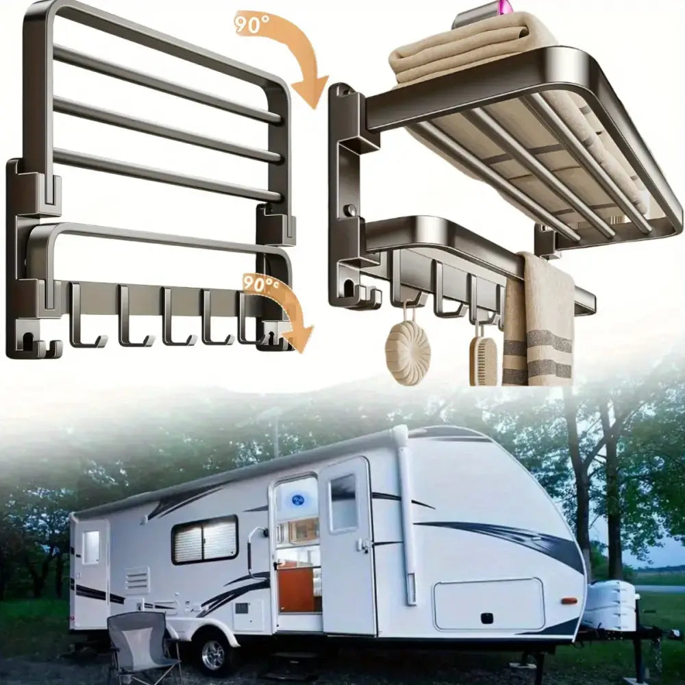 2-Layer Foldable RV Wall-Mount Towel Rack (different sizes available)