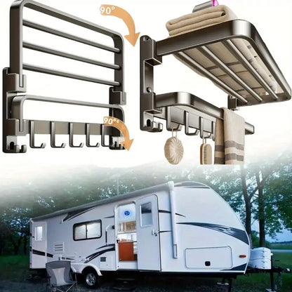 2-Layer Foldable RV Wall-Mount Towel Rack (different sizes available)