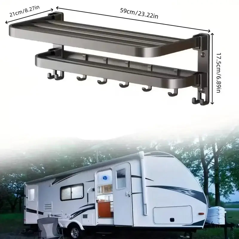 2-Layer Foldable RV Wall-Mount Towel Rack (different sizes available)