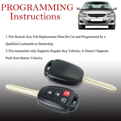 2-Pack Remote Key Fobs H Chip for Toyota RAV4, Highlander & Sequoia (2013–2019)