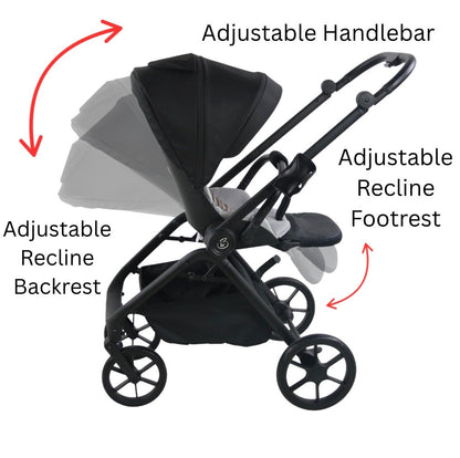Preorder - 4in1 Crown Y Luxury Stroller + Open Bassinet + Cloud i-Size Capsule Car Seat + Isofix Base with Leg Support Travel System