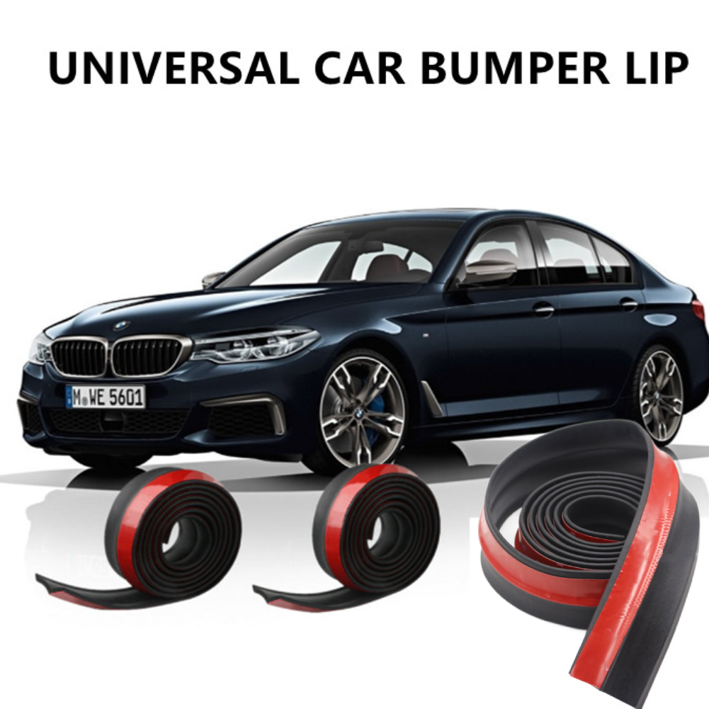 Car Front Bumper Lip Skirt Protector Splitter Body Spoiler Rubber Universal 2.5M - salelink.co.nz