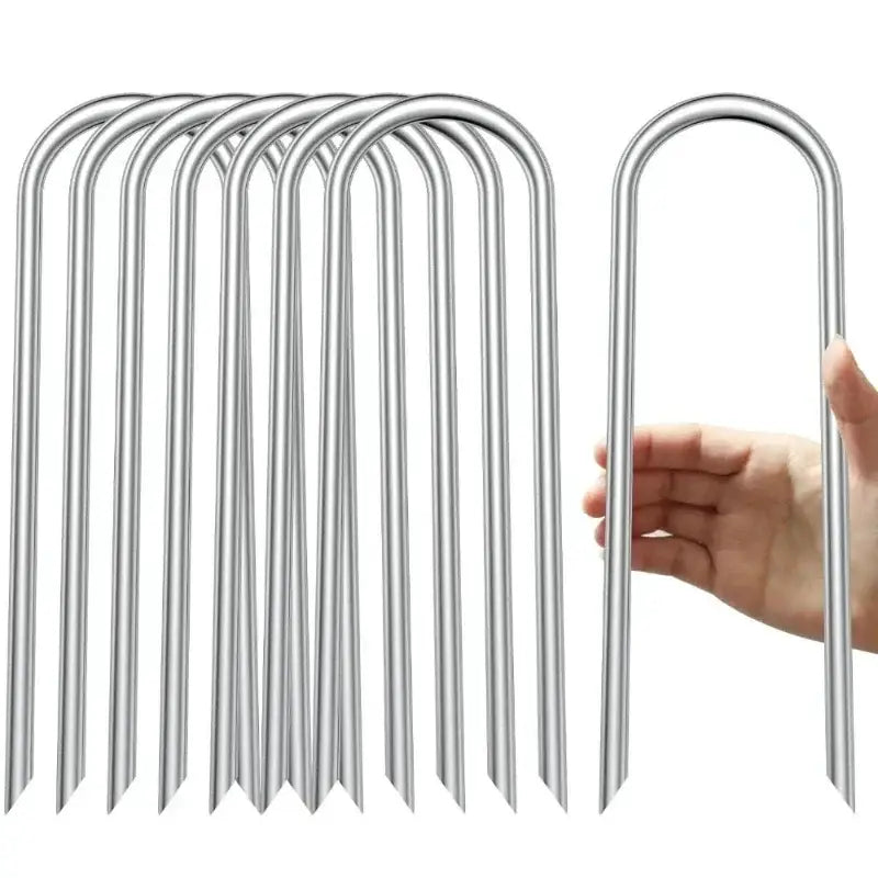 Heavy-Duty U-Shaped Galvanized Steel Trampoline Stakes