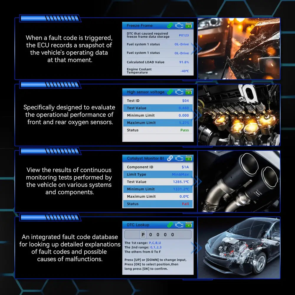 Car Diagnostic Scanner with Battery Test, Fault Code Reader & Real-Time Data Display
