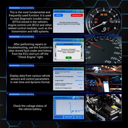 Car Diagnostic Scanner with Battery Test, Fault Code Reader & Real-Time Data Display