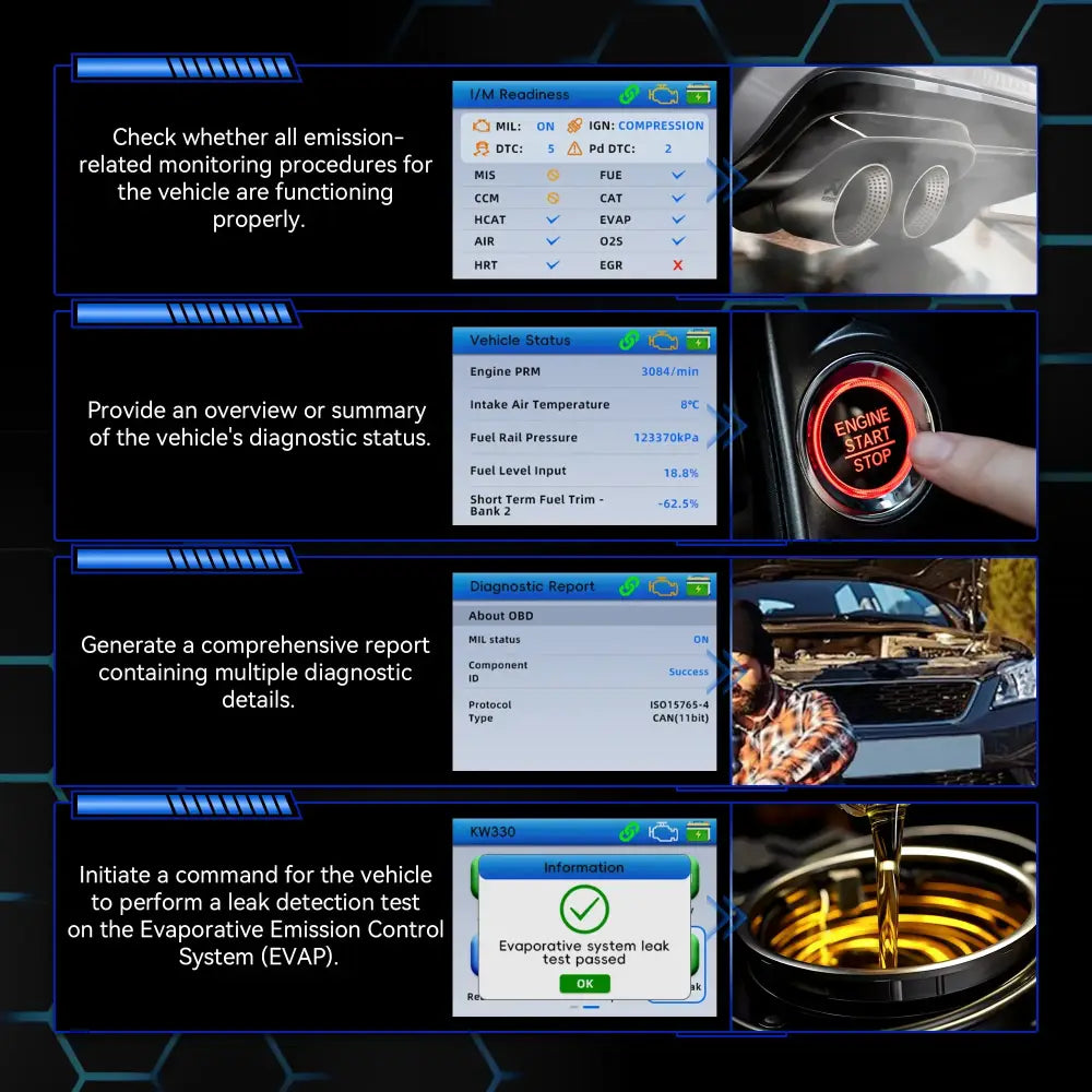Car Diagnostic Scanner with Battery Test, Fault Code Reader & Real-Time Data Display