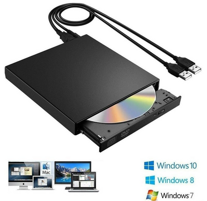 USB External CD DVD ROM Writer Burner Player Drive PC Laptop for Windows Mac - salelink.co.nz