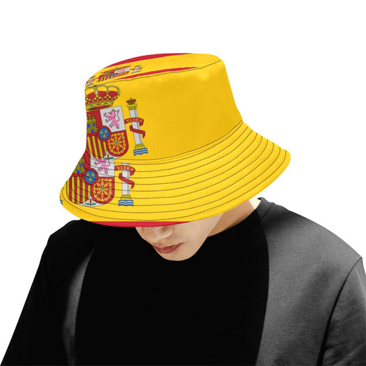 Men's Spain Flag Bucket Hat - Stylish Cotton Twill Summer Hat