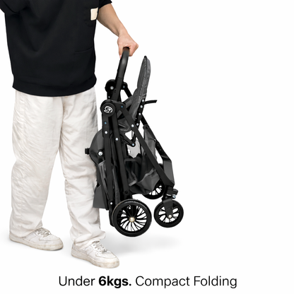 NextSteps Compact Travel-Friendly Switch Stroller + Racer Black Booster Car Seat