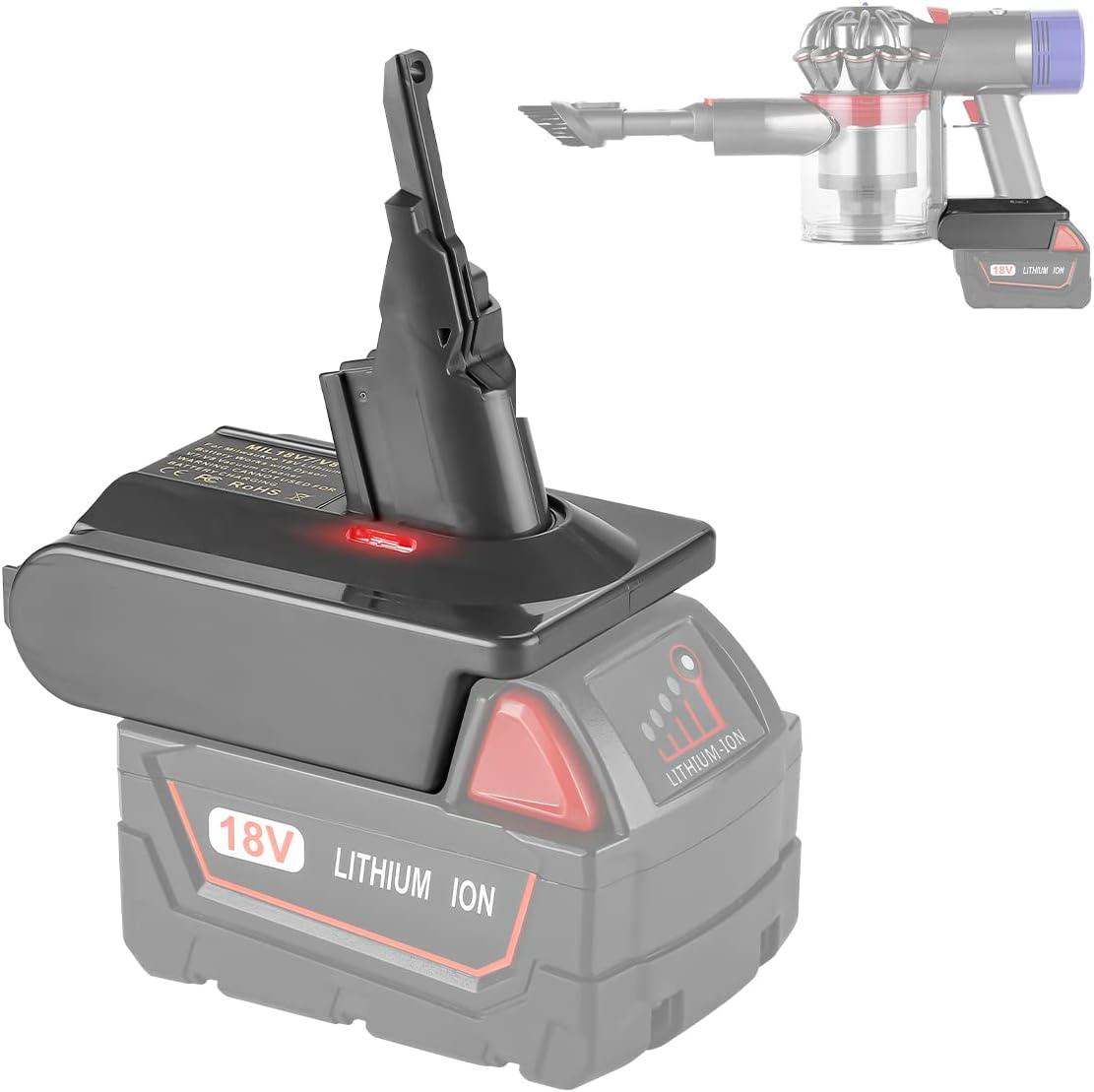 Milwaukee M18 18V Battery Converter Adapter to Dyson V7 V8 Battery
