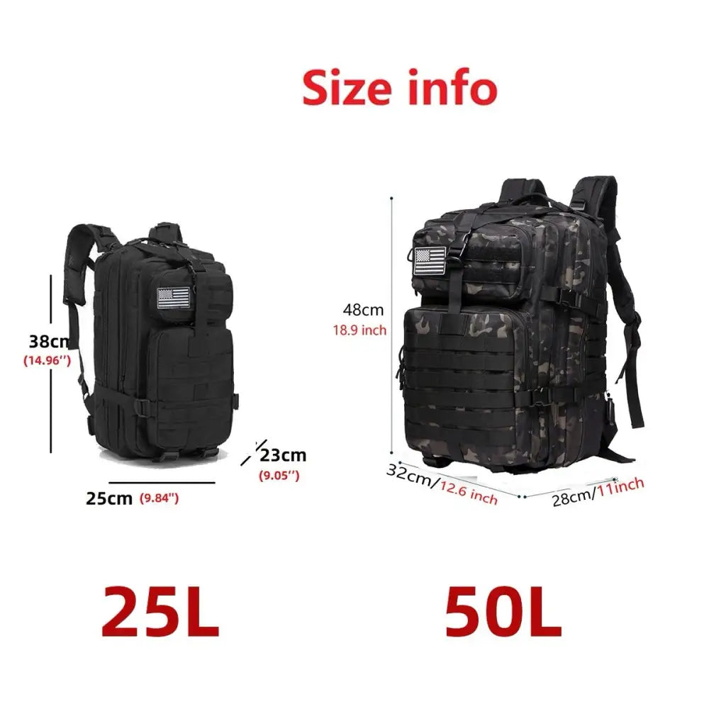 25L/50L Waterproof Tactical Outdoor Backpack