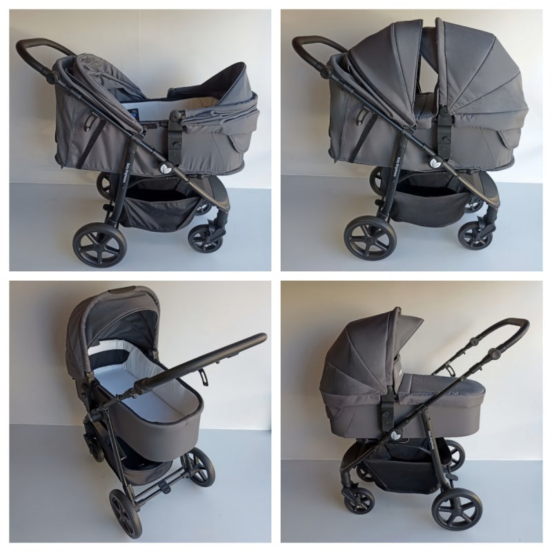 Newborn Pram – Poplar Stroller with Carrycot, Car Seat and Rotating ISOFIX Base (Black)