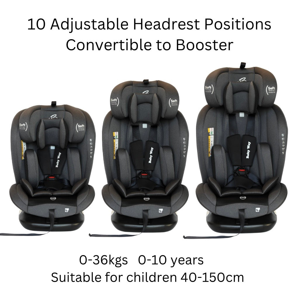 All-Rider Charcoal 360 Rotating Convertible iSize Car Seat with ISOFIX and Top Tether