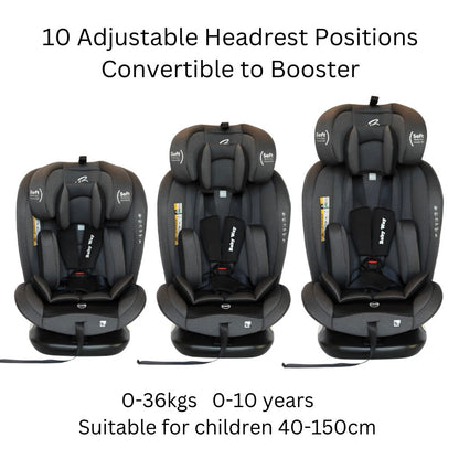All-Rider Charcoal 360 Rotating Convertible iSize Car Seat with ISOFIX and Top Tether