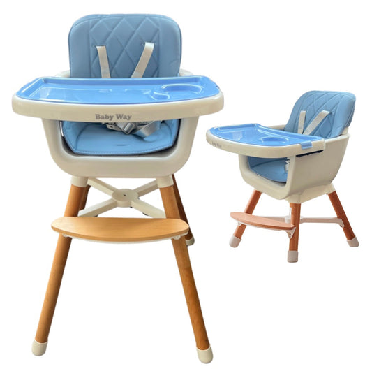 Willow Natural Beech Wood 2 in 1 Children High Chair - BLUE
