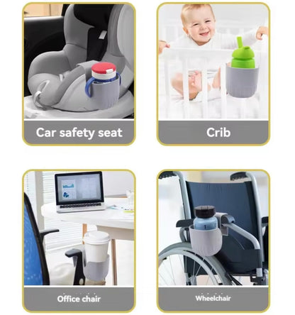 Universal Clip-On Baby Bottle & Cup Holder for Car Seats, Strollers & More