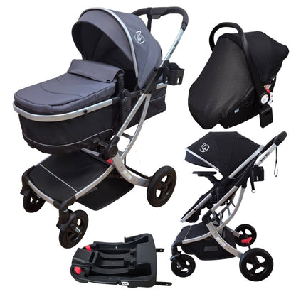 Preorder - Legacy Travel System - Stroller + Bassinet + Capsule with Mattress and Food Tray - Grey Skin