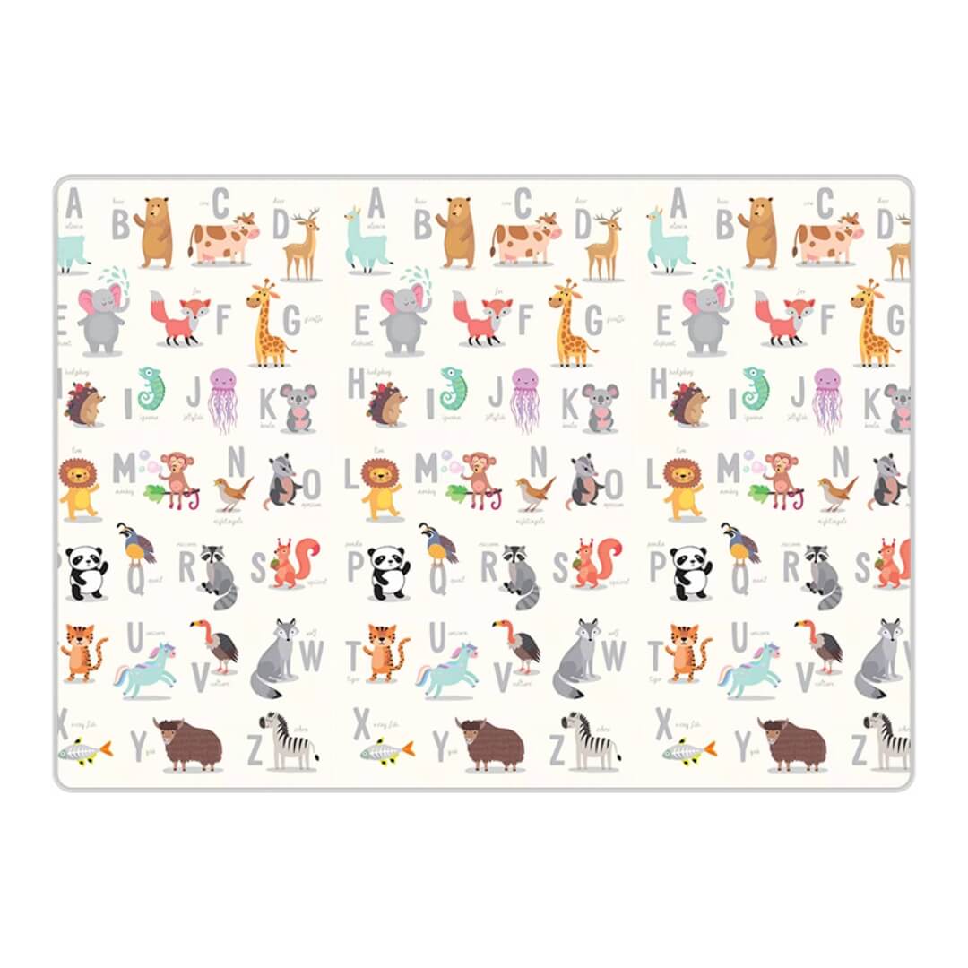 200x150x1 cm Foldable Baby Playmat with Carry Bag - Animals & Stars Sides-E