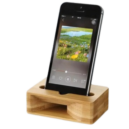 Wooden Phone Stand with Passive Speaker Amplifier
