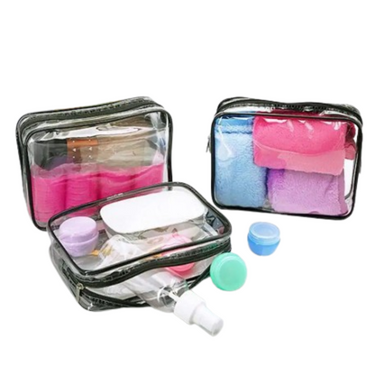 Waterproof Transparent Cosmetic Bag with Zip (3 sizes available)