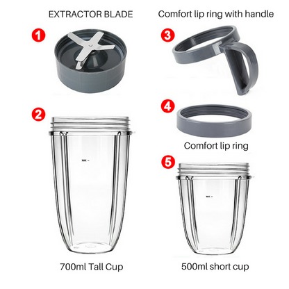 5pcs Cups and Blade Replacement Kit For NutriBullet Juicer 900W/600W - salelink.co.nz