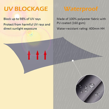 Water-resistant Shade Sail Rectangle 2x3m