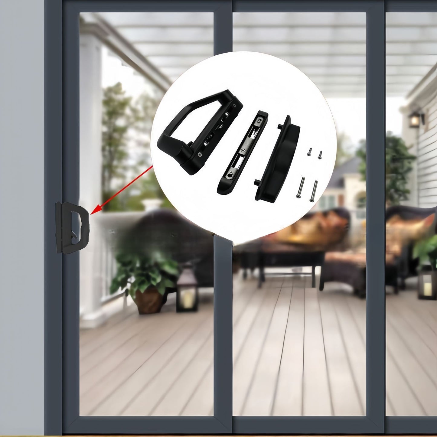 Patio Sliding Door Handle Set with Lock