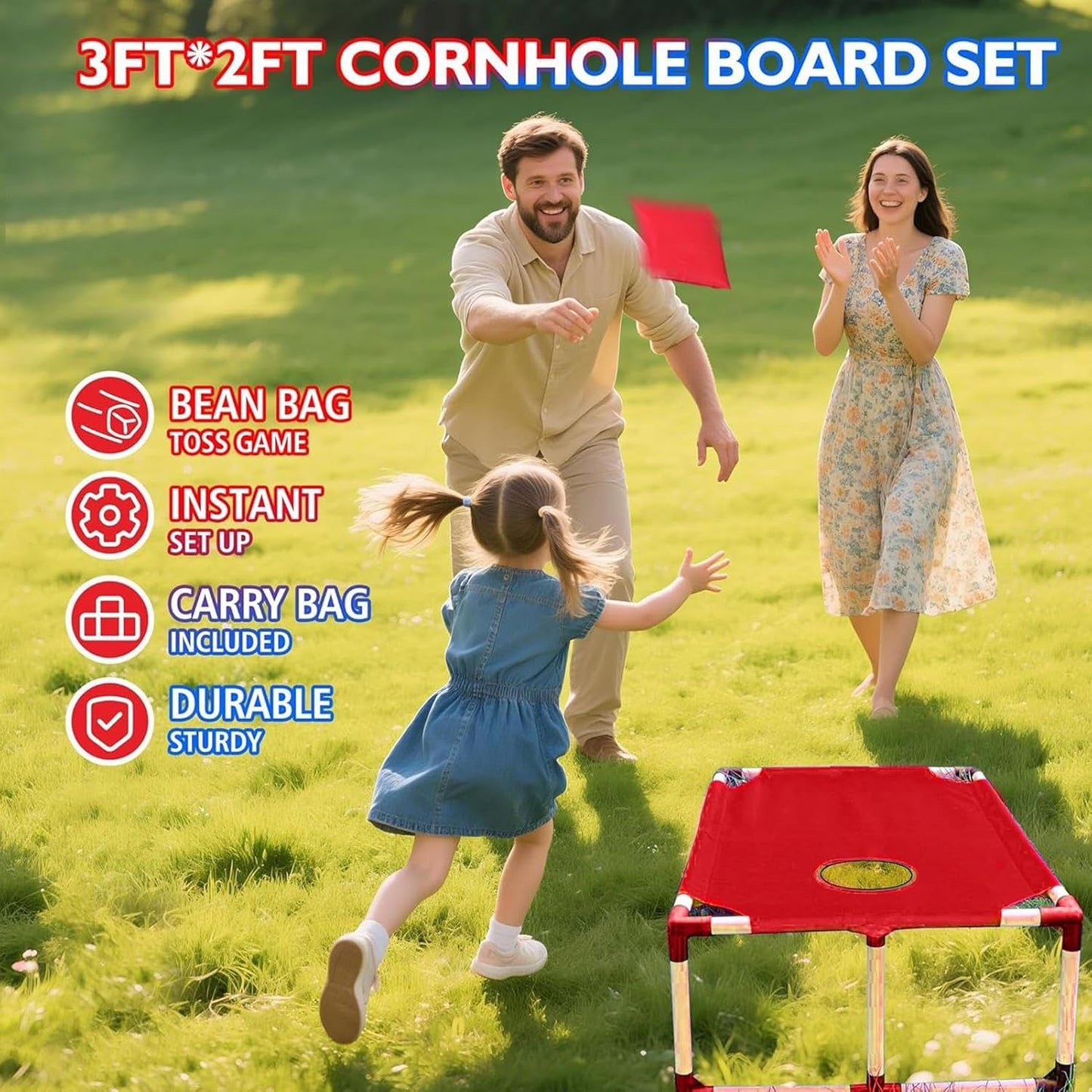 Portable Sandbag Toss Game Set Red