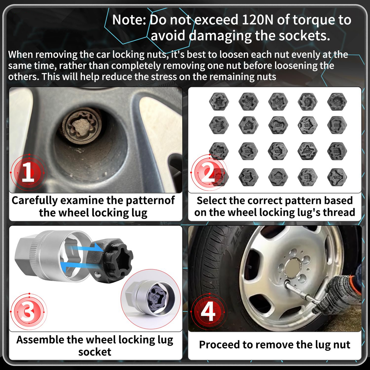 22 Piece Wheel Lock Nut Wrench Set Compatible with Volkswagen (VAG)