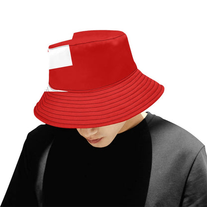 Stylish Men's Tonga Flag Print Bucket Hat - Soft Cotton Twill for Outdoor Comfort