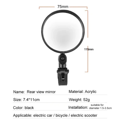 360° Adjustable Bicycle Rearview Mirrors for MTB & Road Bike Handlebars