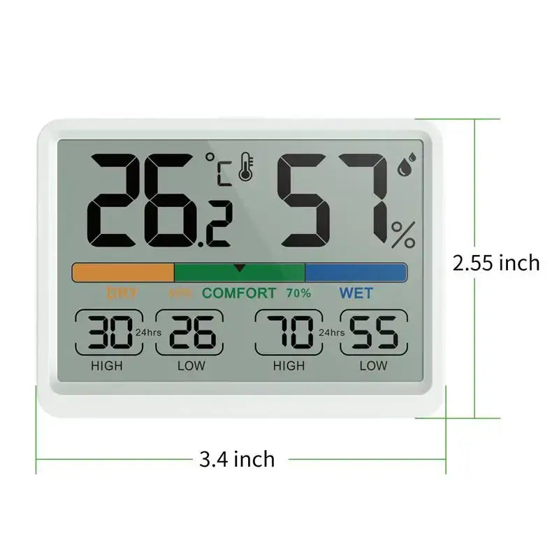 3.4" LCD Digital Thermometer Hygrometer for Home & Office
