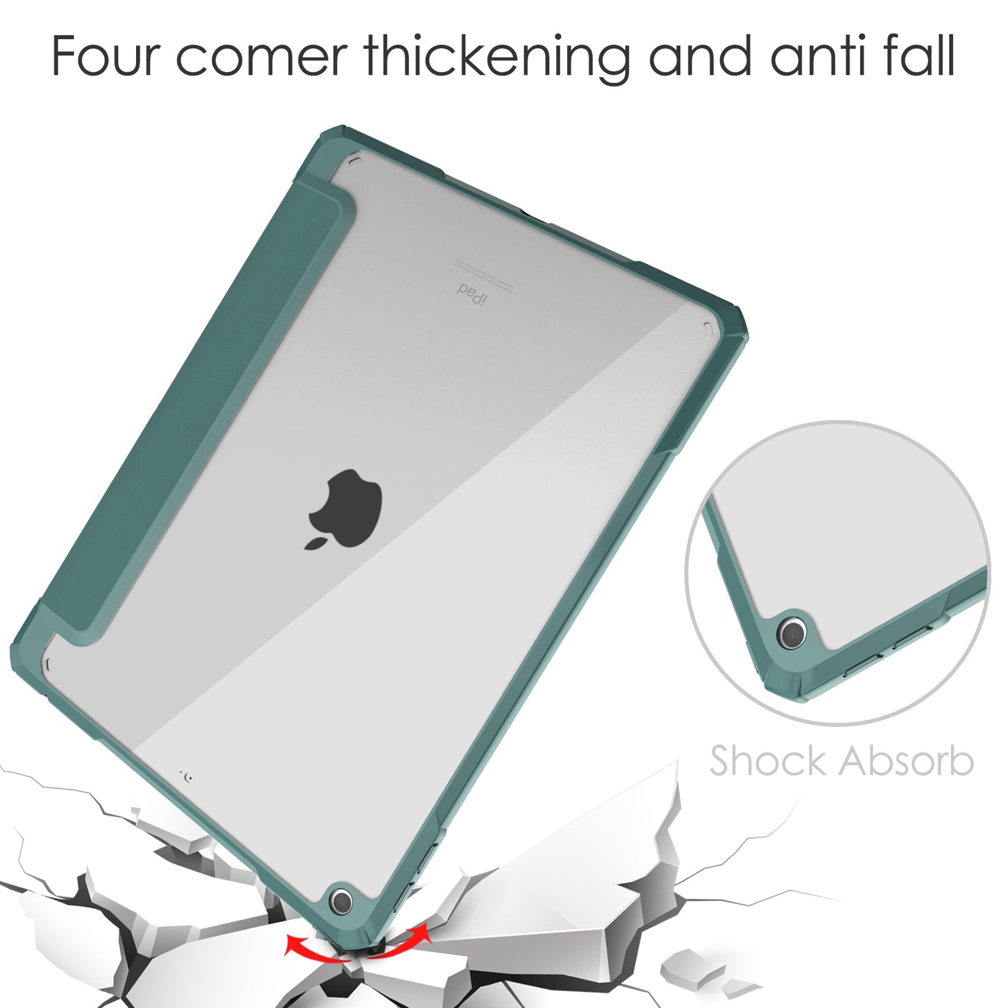 iPad 10.2 Case Clear Transparent Back Shell, Auto Sleep Wake