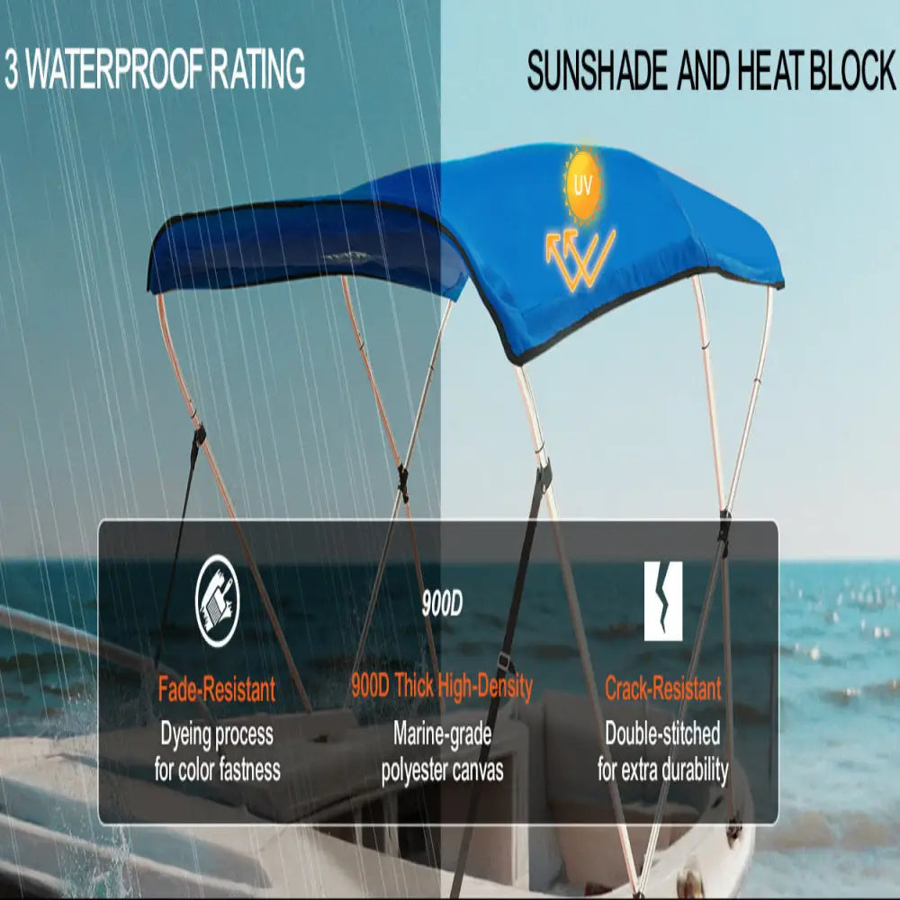 3-Bow Bimini Top Boat Canopy – 900D Polyester (different sizes available)