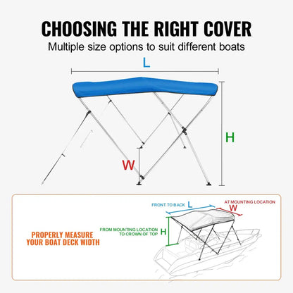 3-Bow Bimini Top Boat Canopy – 900D Polyester (different sizes available)
