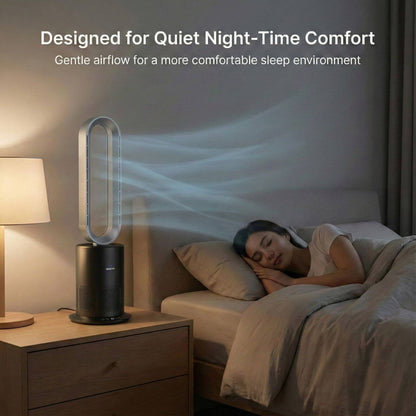 3-in-1 Bladeless Fan with Air Purifier & Heater for NZ Rooms – Silver/Grey | PureFlow