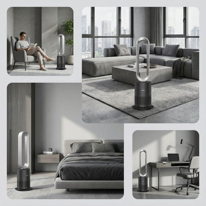 3-in-1 Bladeless Fan with Air Purifier & Heater for NZ Rooms – Silver/Grey | PureFlow