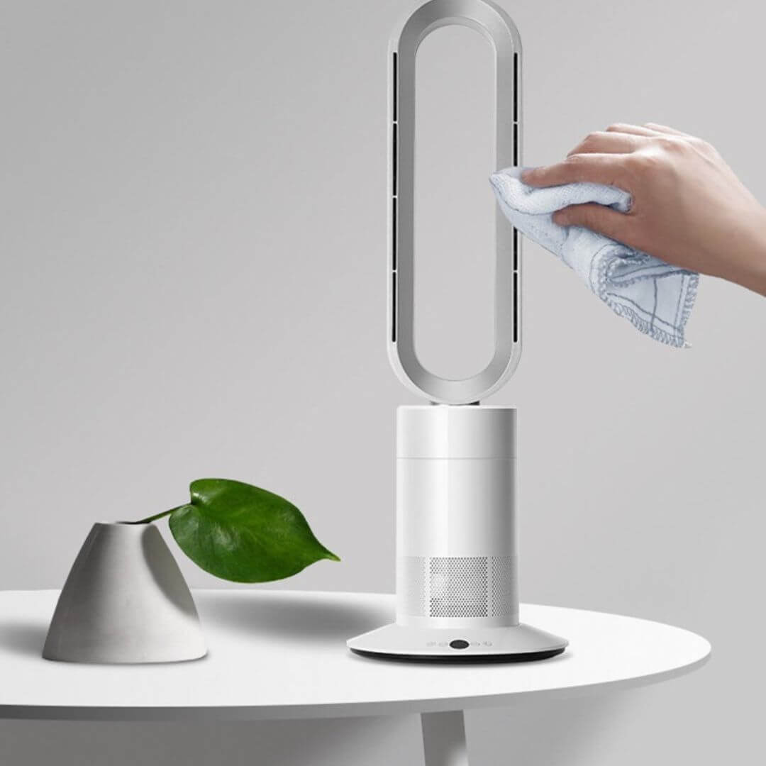 Bladeless Fan Heater NZ – 2-In-1 Hot & Cool Tower Fan | ClimateMaster | Silver/White