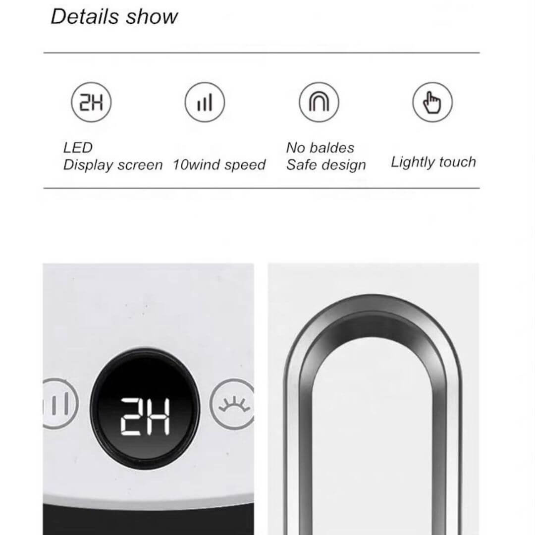 Bladeless Fan Heater NZ – 2-In-1 Hot & Cool Tower Fan | ClimateMaster | Silver/White