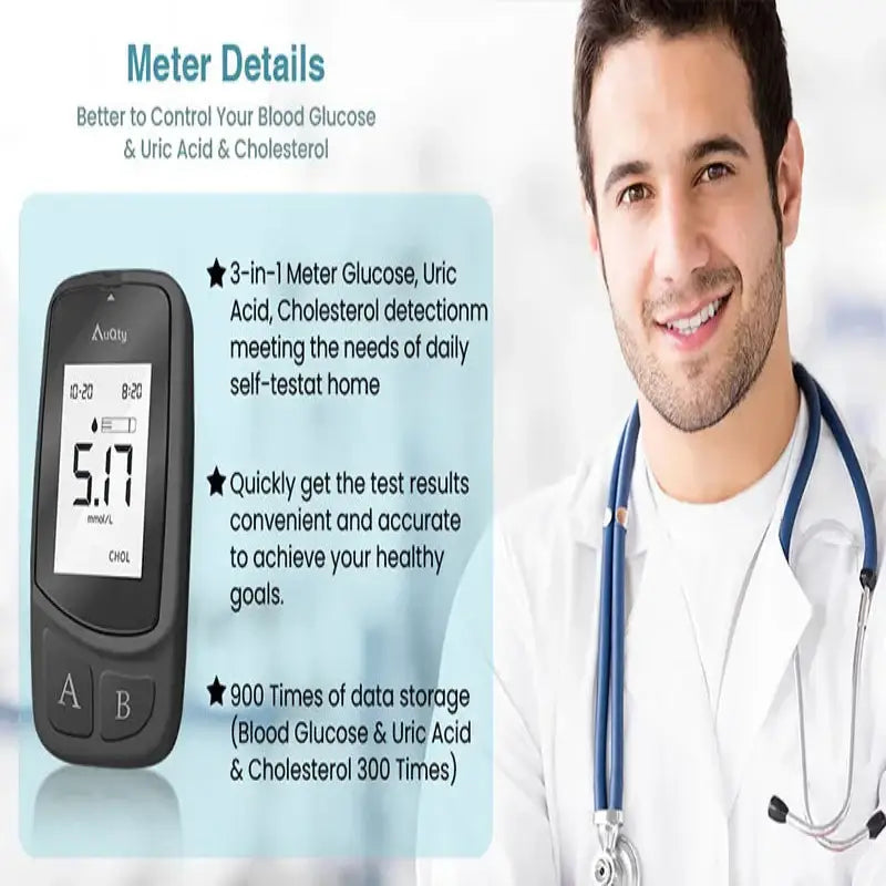 3-in-1 Blood Glucose, Uric Acid & Cholesterol Meter